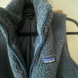 Patagonia Retro Pile Fleece Full Zip Vest Womens Medium Dusty Blue Sleeveless‎